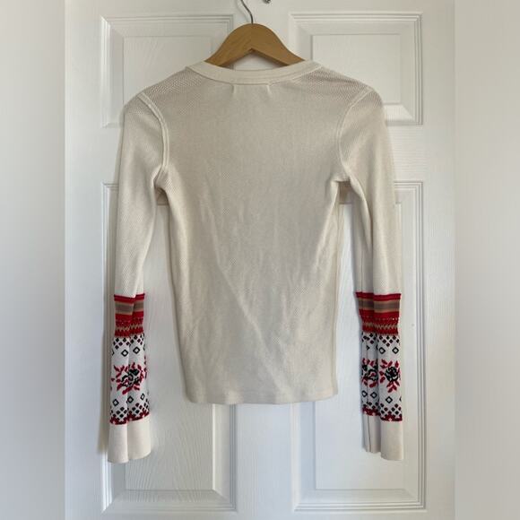 Free People Mikah Layering Cuff Thermal Top in Cream Combo Size Small - Picture 7 of 7